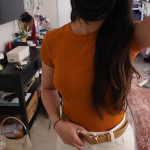 Zara Orange Fitted T-Shirt